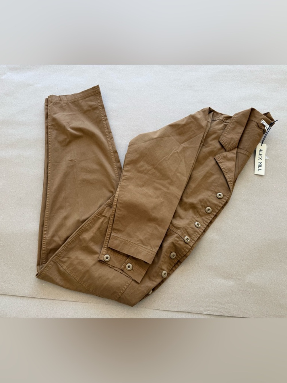 Alex Mill — Utility Cotton Twill Jumpsuit - Hickory — Size L - Picture 16 of 16